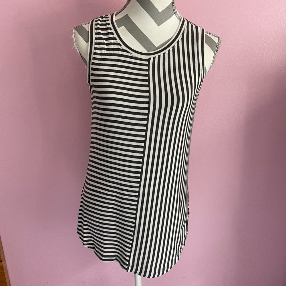 CAbi White & Grey Stripe Tank Top - Picture 2 of 4